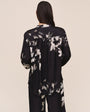 Bella DahlLong Sleeve Mandarin Collar Shirt - Noir Bloom PrintTops