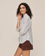 Bella DahlLong Sleeve Oversize Pocket shirt - Driftwood StripeTops