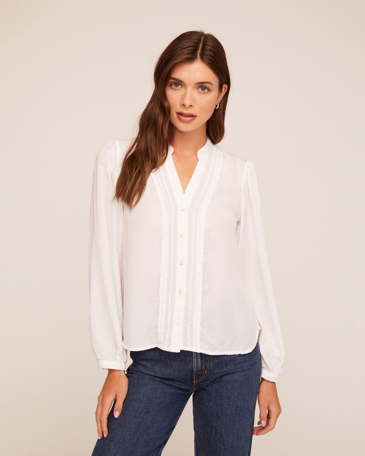 Bella DahlLong Sleeve Pintuck Blouse - WhiteTops