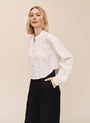 Bella DahlLong Sleeve Pintuck Shirt - Ivory Shadow StripeTops