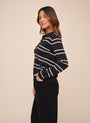 Bella DahlLong Sleeve Placket Pullover - Graphite StripeSweaters