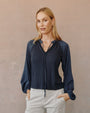 Bella DahlLong Sleeve Raglan Mixed Shirt - Obsidian StoneTops