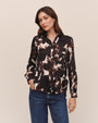 Bella DahlLong Sleeve Round Hem Button Down - Shadow Floral PrintTops
