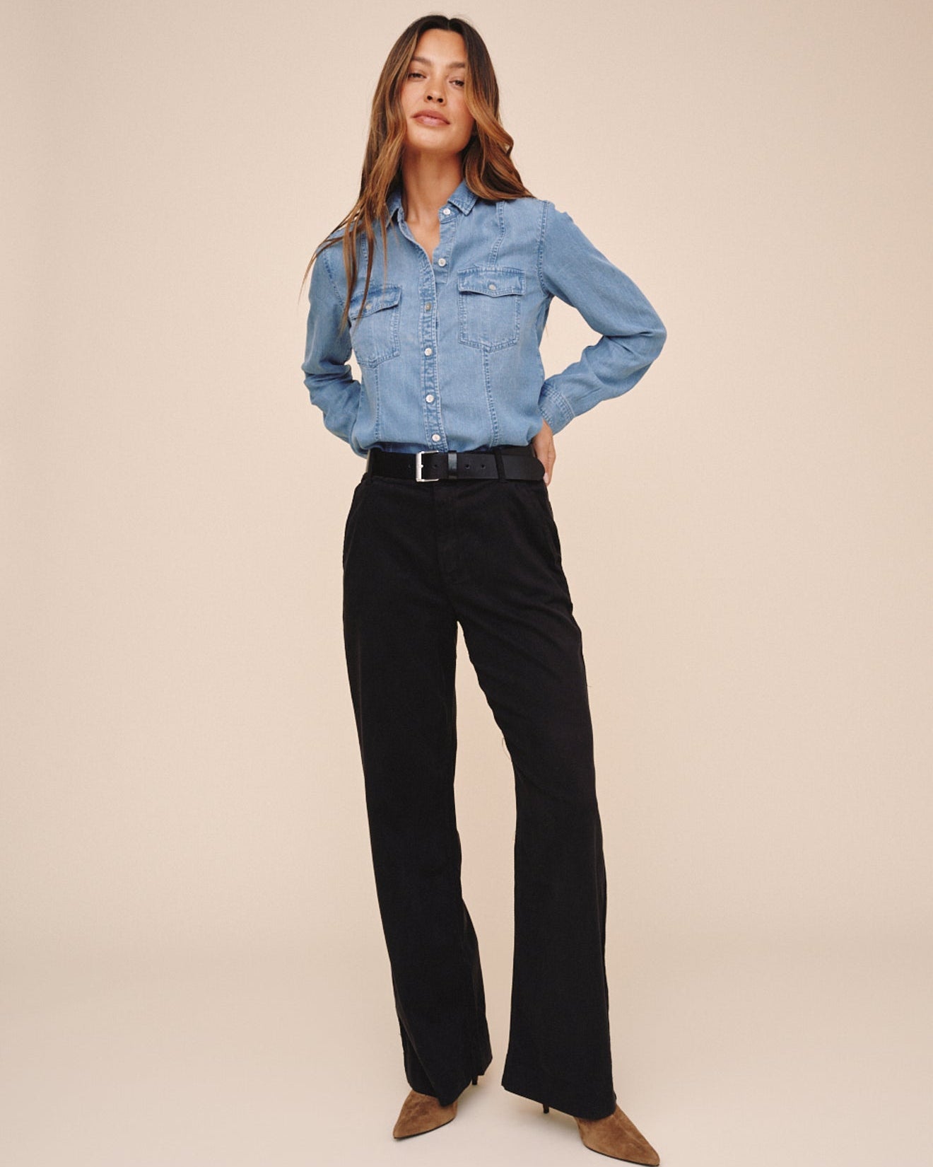 Bella DahlLong Sleeve Seamed Shirt - Indigo Harbor WashTops