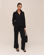 Bella DahlLong Sleeve Shirt With Lace Inset - BlackTops