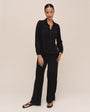Bella DahlLong Sleeve Shirt With Lace Inset - BlackTops