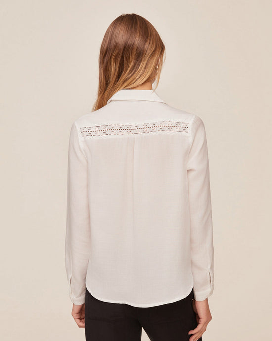 Bella Dahl Long Sleeve Shirt With Lace Inset - Ivory View 2