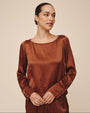 Bella DahlLong Sleeve Split Back Pullover - Molten BronzeTops
