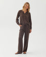 Bella DahlLong Sleeve Wide Placket Pullover - Dark ChestnutTops