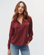 Bella DahlLong Sleeve Wide Placket Pullover - Deep CrimsonTops