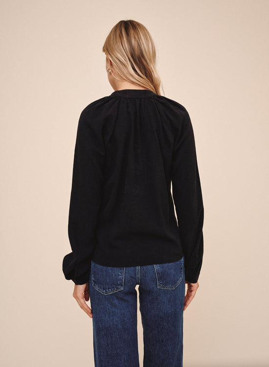 Bella Dahl Long Sleeve Wide Placket Pullover - Vintage Black View 2