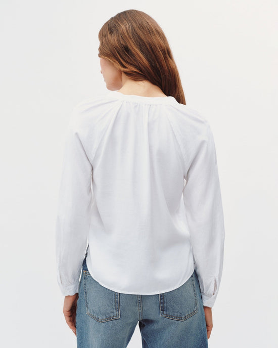 Bella Dahl Long Sleeve Wide Placket Pullover  - White View 2