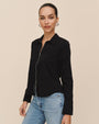 Bella DahlLong Sleeve Zip Front Shirt - BlackTops