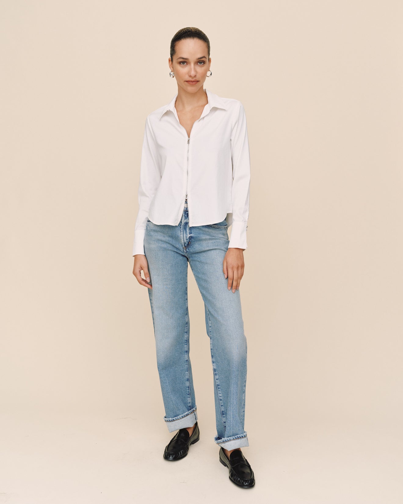 Bella DahlLong Sleeve Zip Front Shirt - WhiteTops