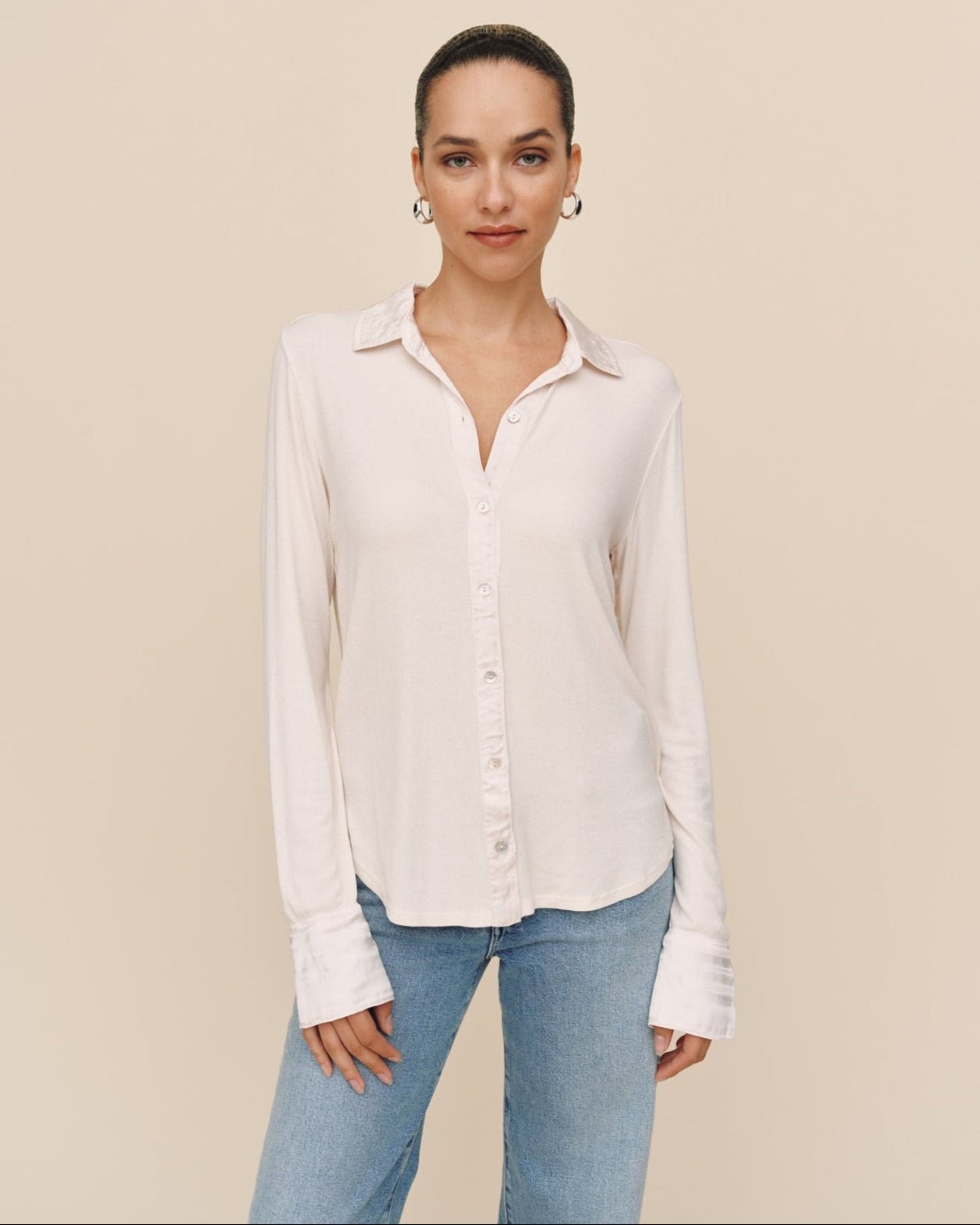Bella DahlMixed Button Down - Winter WhiteTops