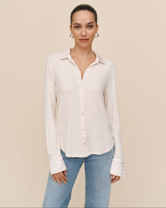 Bella Dahl Mixed Button Down - Winter White View 2