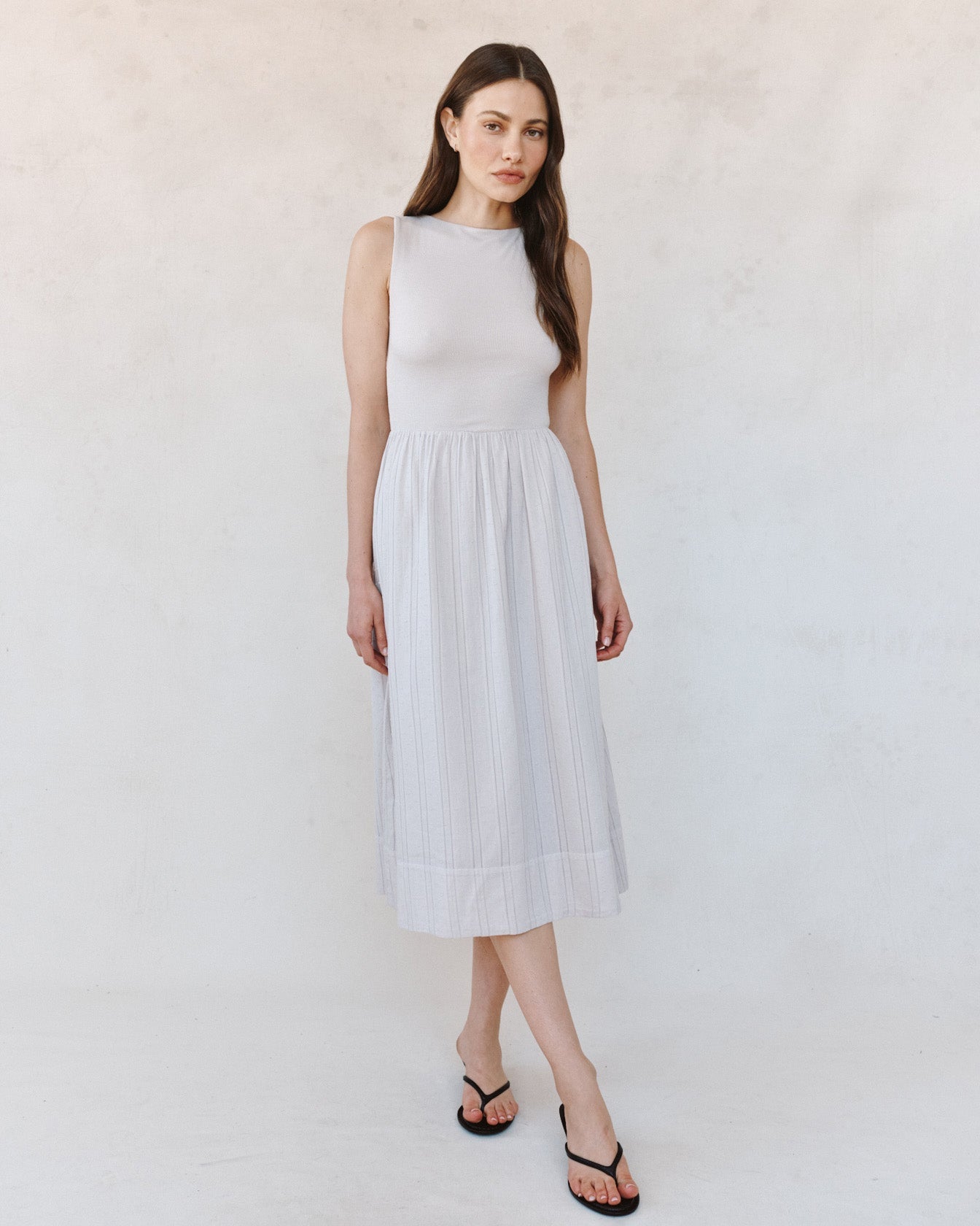 Bella DahlMixed Crew Neck Midi Dress - Faded LilacDresses