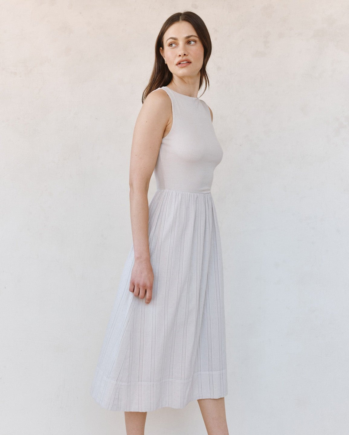 Bella DahlMixed Crew Neck Midi Dress - Faded LilacDresses