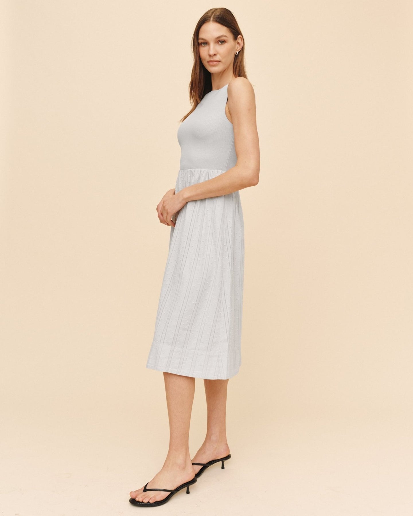 Bella DahlMixed Crew Neck Midi Dress - Minted SageDresses