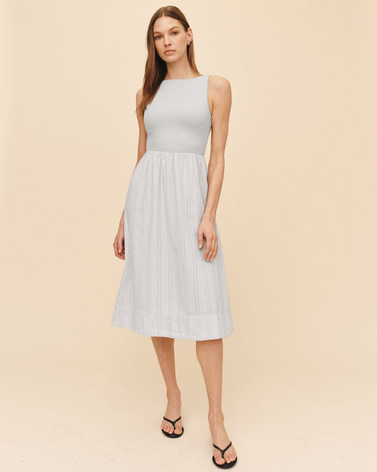 Bella Dahl Mixed Crew Neck Midi Dress - Minted Sage View 2