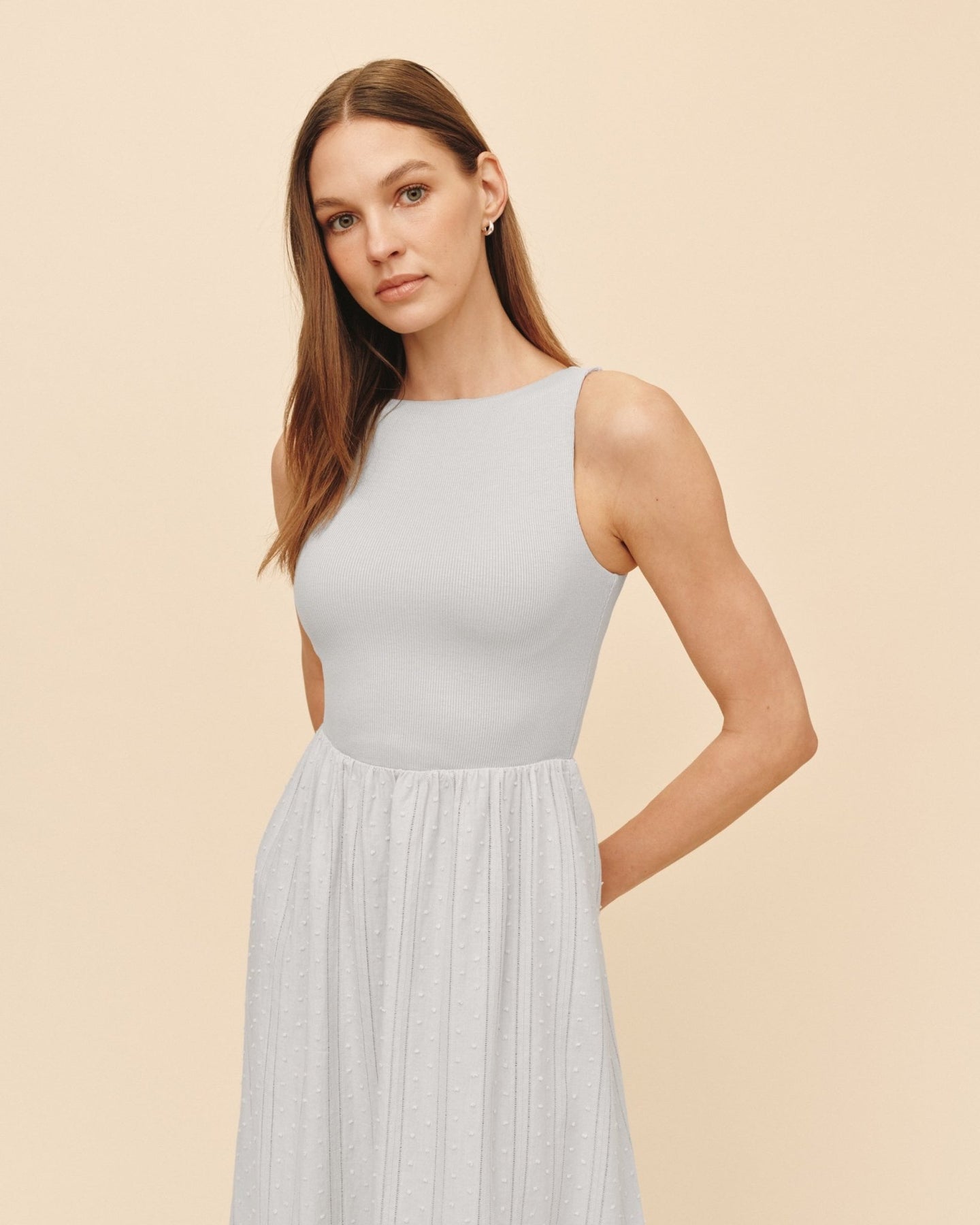 Bella DahlMixed Crew Neck Midi Dress - Minted SageDresses