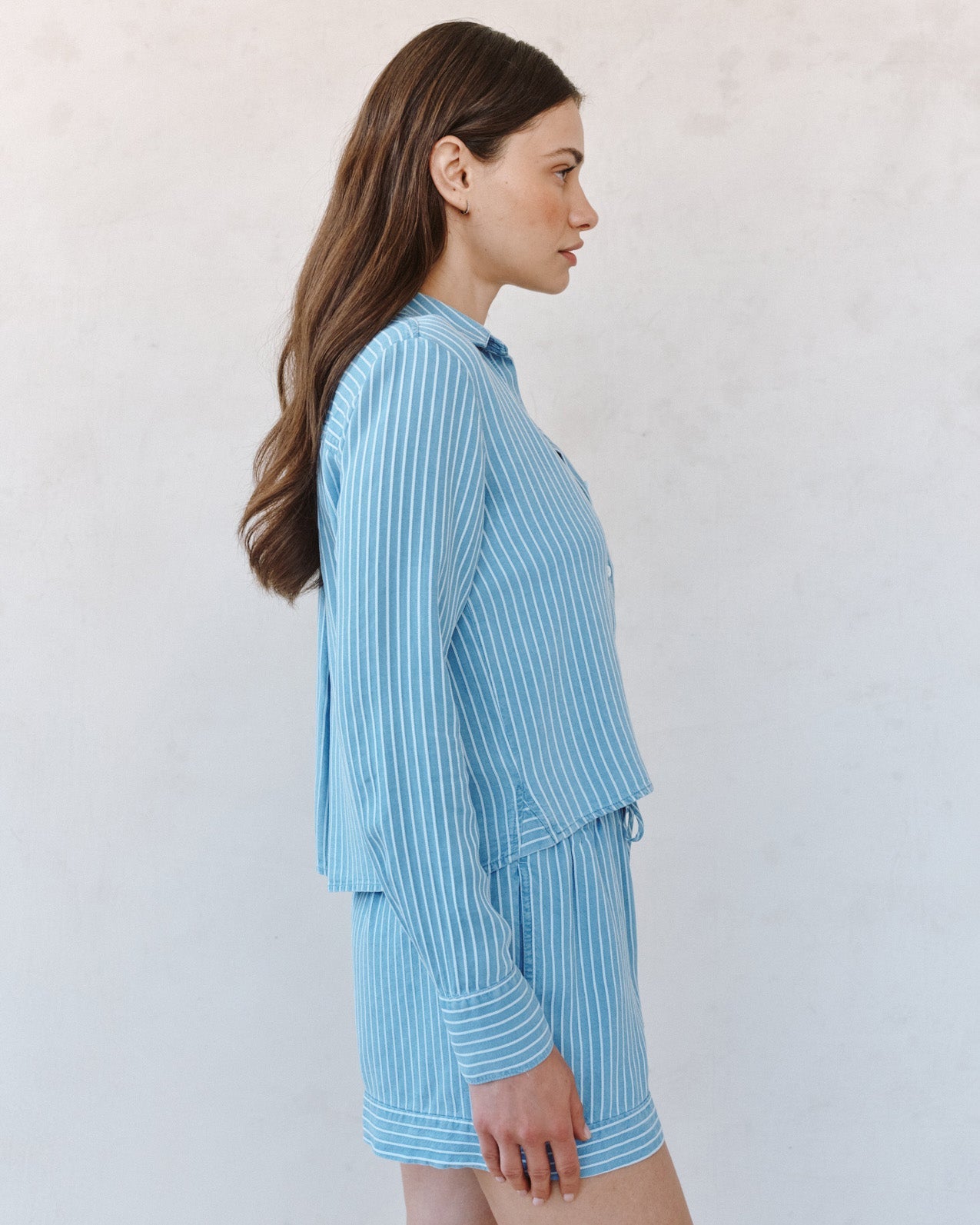 Bella DahlMixed Stripe Button Down Shirt - Coastal Stripe WashTops