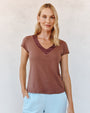 Bella DahlMixed V Neck Tee - Mocha CloudTops