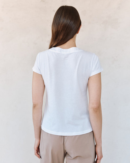 Bella Dahl Mixed V Neck Tee - White View 2