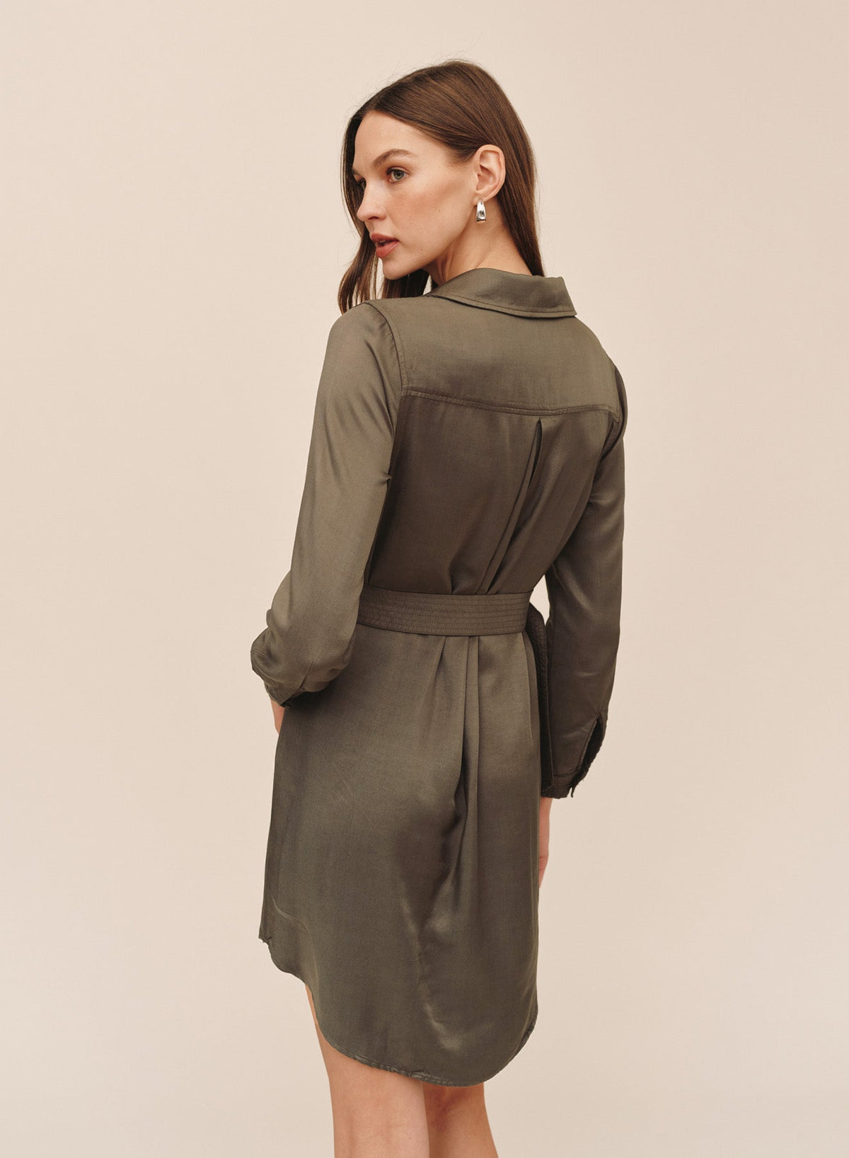 Bella DahlMulti Stitch Belted Mini Dress - Army OliveDresses