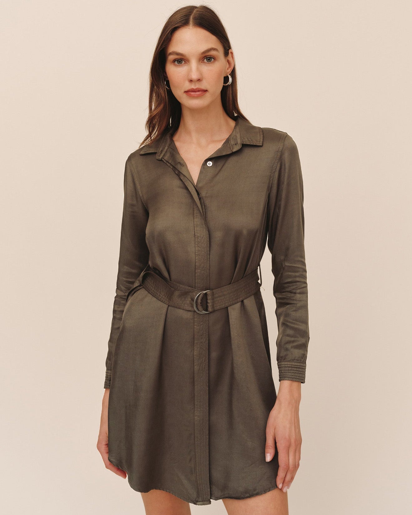 Bella DahlMulti Stitch Belted Mini Dress - Army OliveDresses