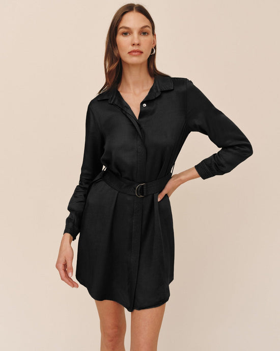Bella Dahl Multi Stitch Belted Mini Dress - Black