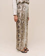 Bella DahlNo Side Seam Clean Waist Wide Leg - Sage Snake PrintPants