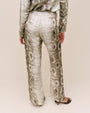 Bella DahlNo Side Seam Clean Waist Wide Leg - Sage Snake PrintPants