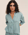 Bella DahlOversized Button Down - Emerald Surf StripeTops