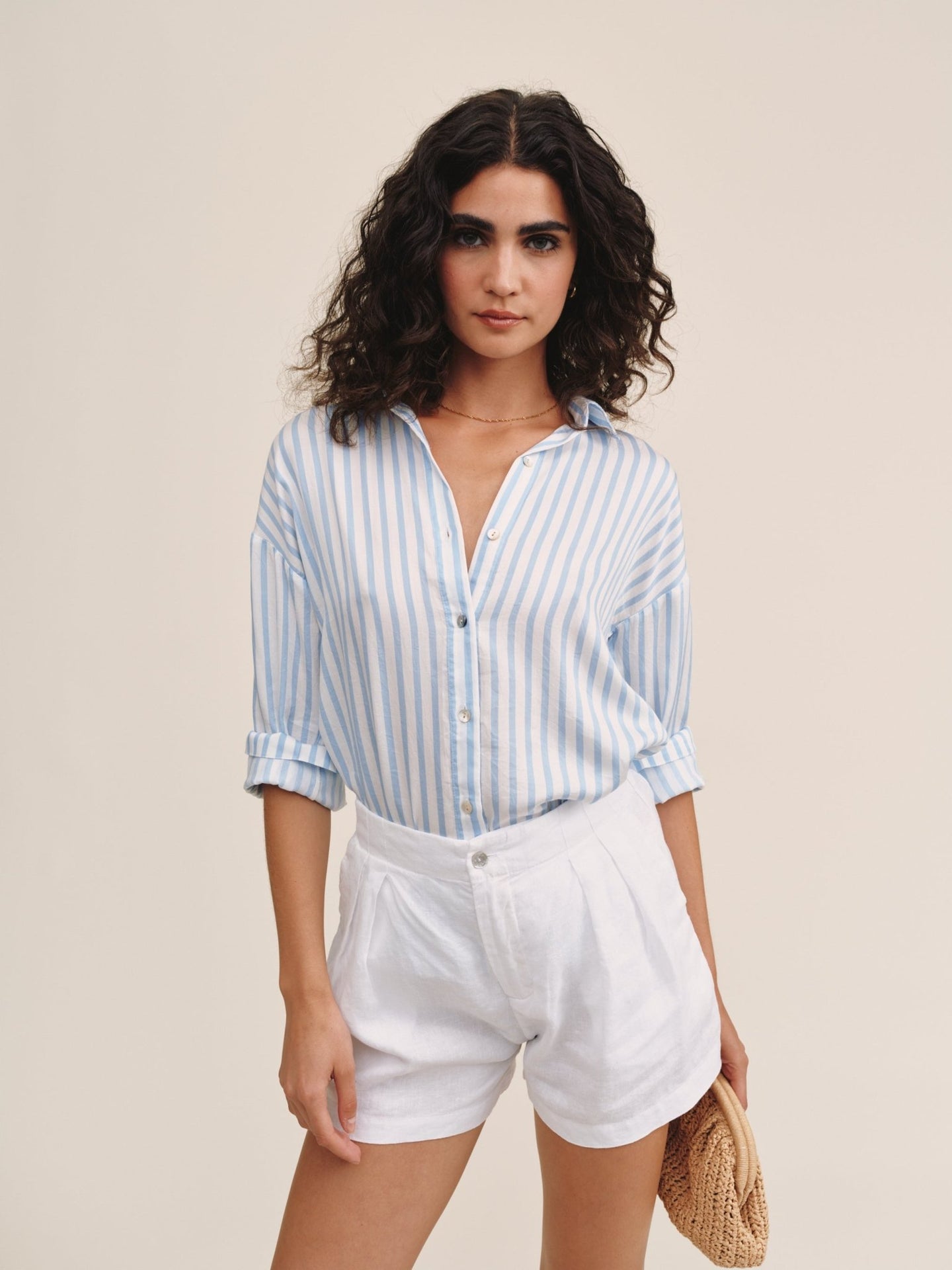 Bella DahlOversized Button Down - Tidal Blue StripeTops