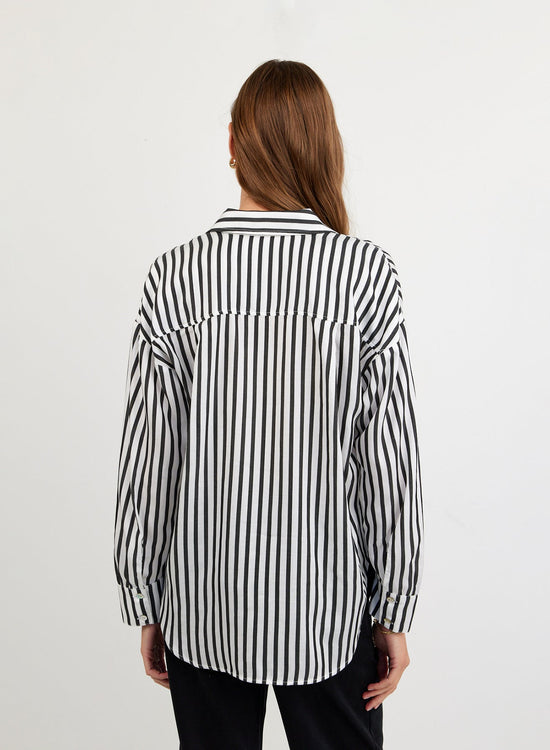Bella Dahl Oversized Button Down - Vintage Black Stripe View 2