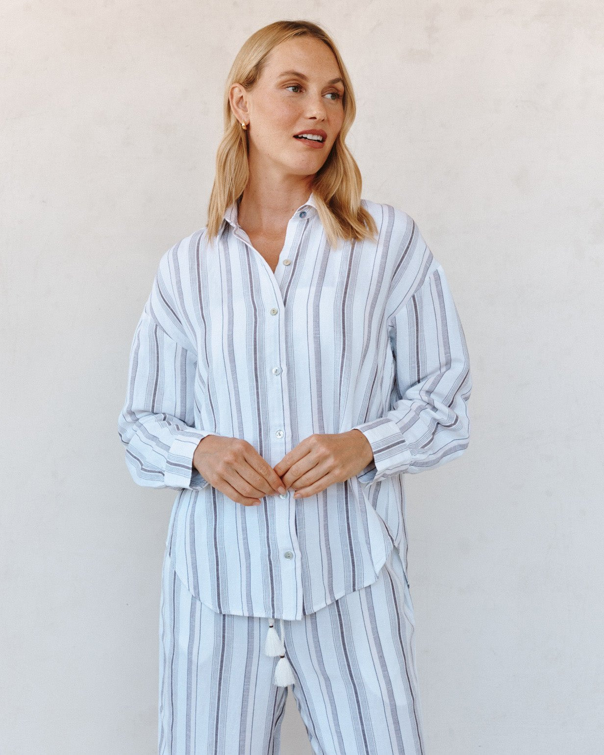 Bella DahlOversized Clean Shirt - Rosewood StripeTops