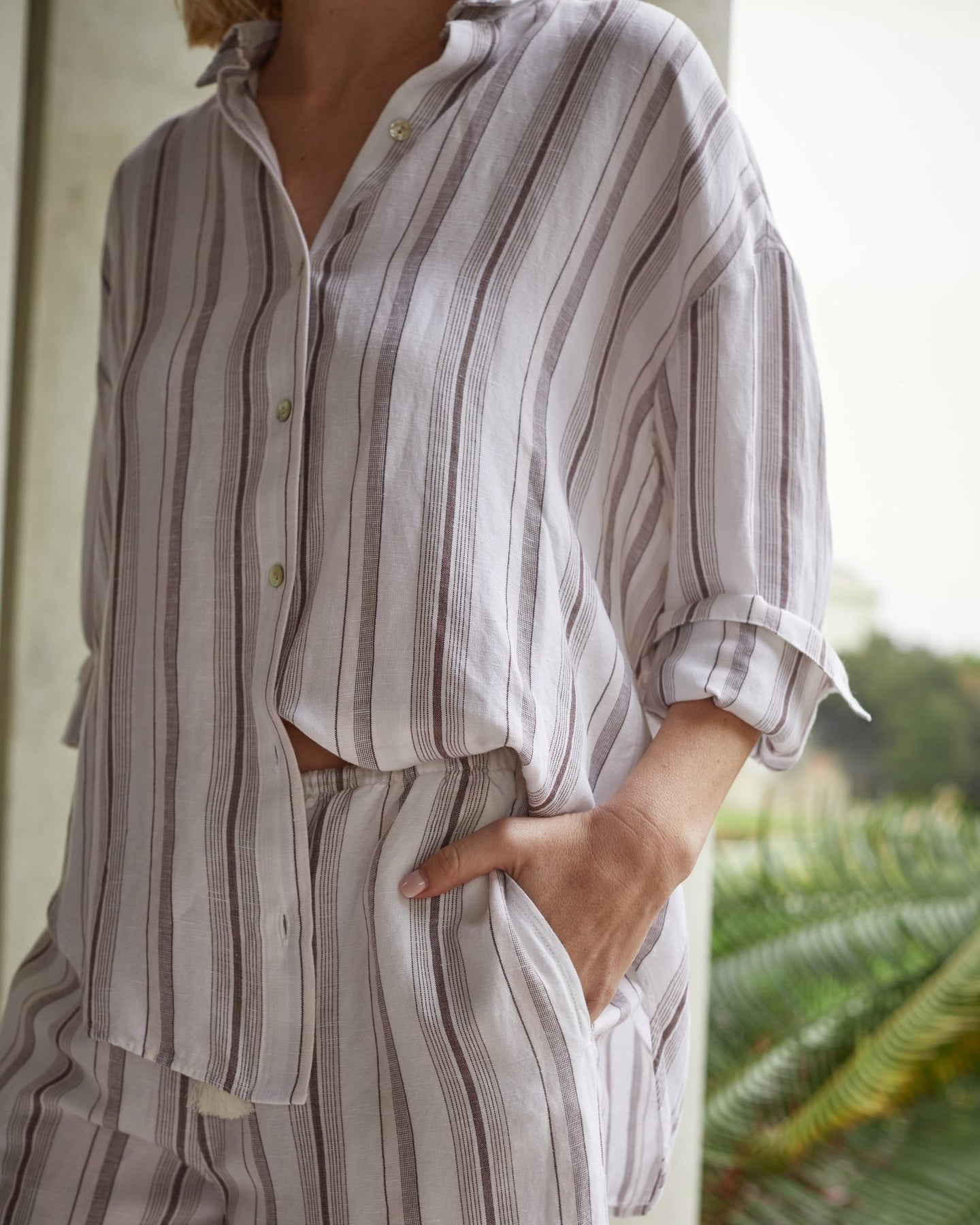 Bella DahlOversized Clean Shirt - Rosewood StripeTops