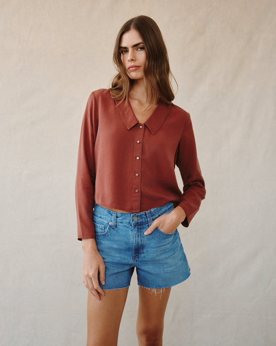 Bella Dahl Oversized Collar Shirt - Harvest Red