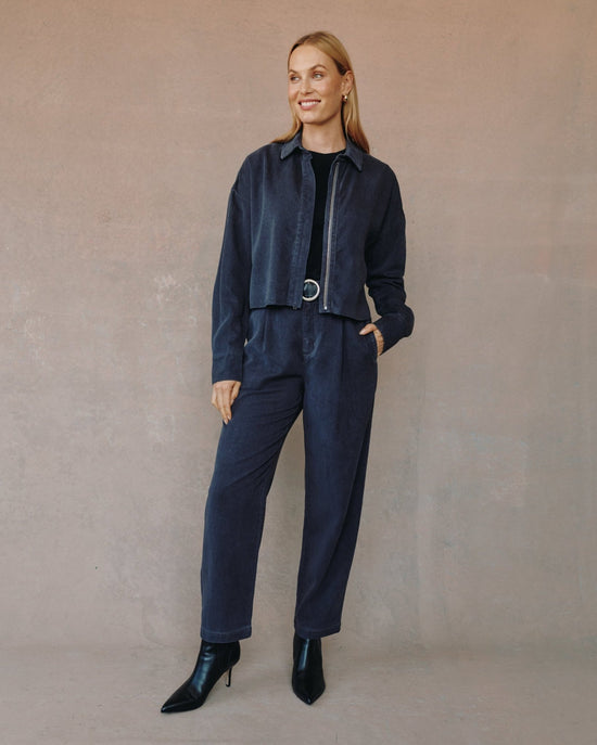 Bella Dahl Oversized Cropped Shacket - Charcoal