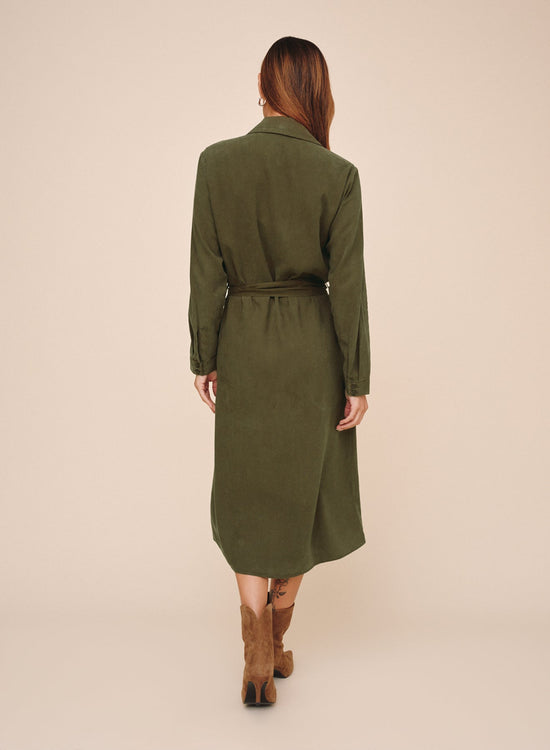 Bella Dahl Patch Pocket Maxi Shirt Dress - Olive Night View 2