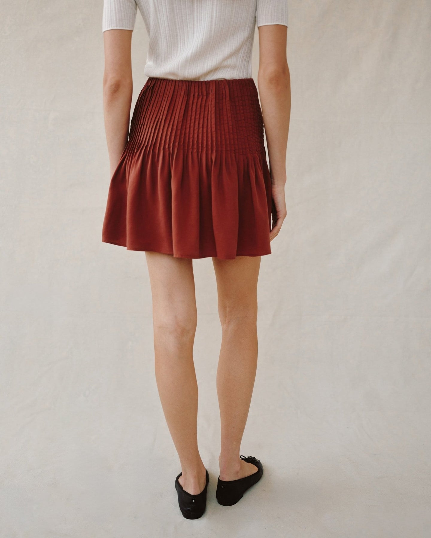Bella DahlPintuck Mini Skirt - Harvest RedSkirts