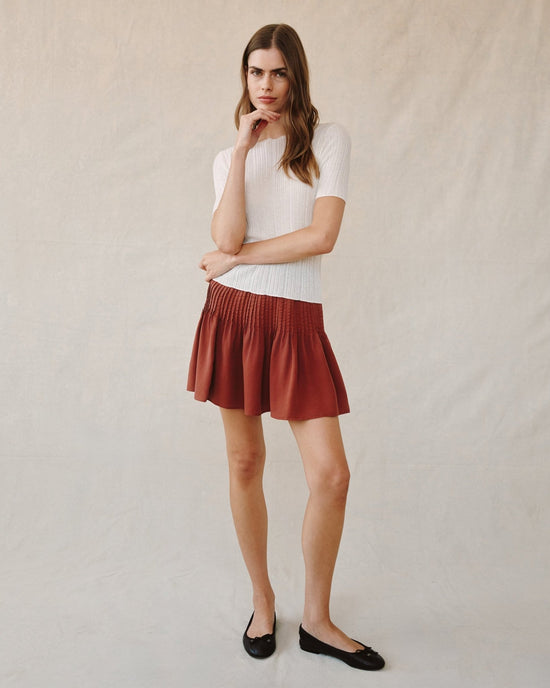 Bella Dahl Pintuck Mini Skirt - Harvest Red View 2