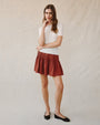 Bella DahlPintuck Mini Skirt - Harvest RedSkirts