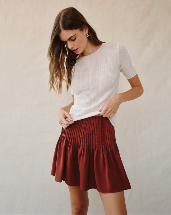 Bella Dahl Pintuck Mini Skirt - Harvest Red