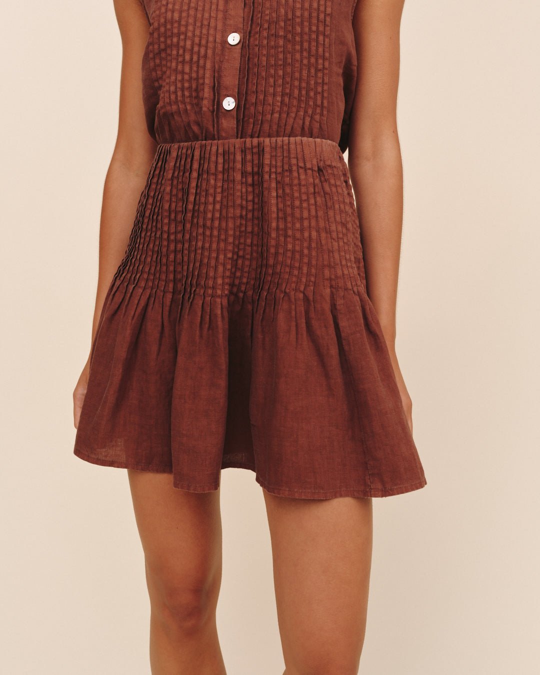 Bella DahlPintuck Mini Skirt - Sea Glass BrownSkirts