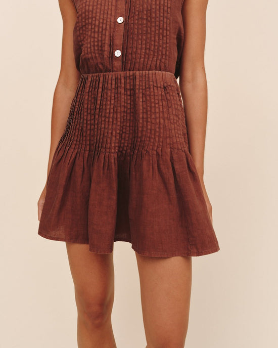 Bella Dahl Pintuck Mini Skirt - Sea Glass Brown