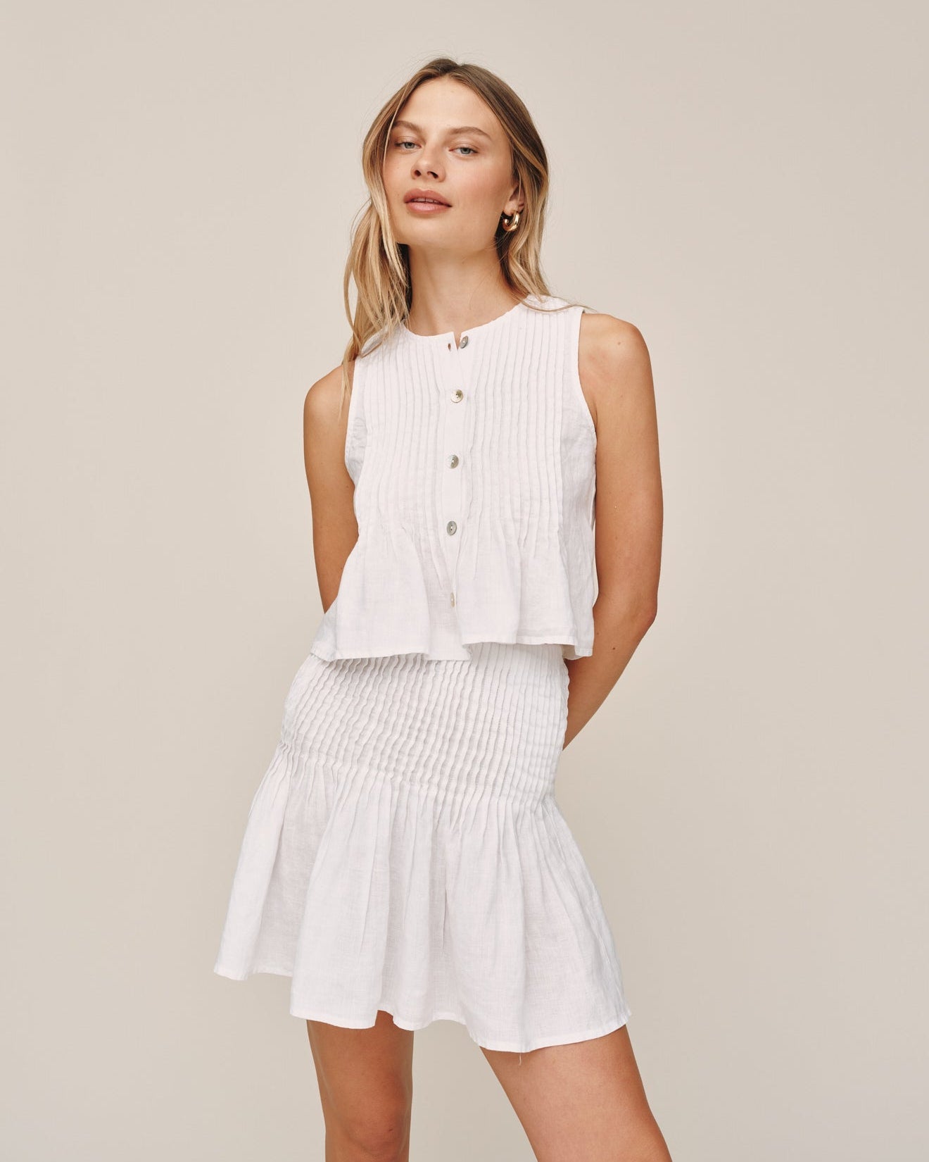Bella DahlPintuck Mini Skirt - WhiteSkirts