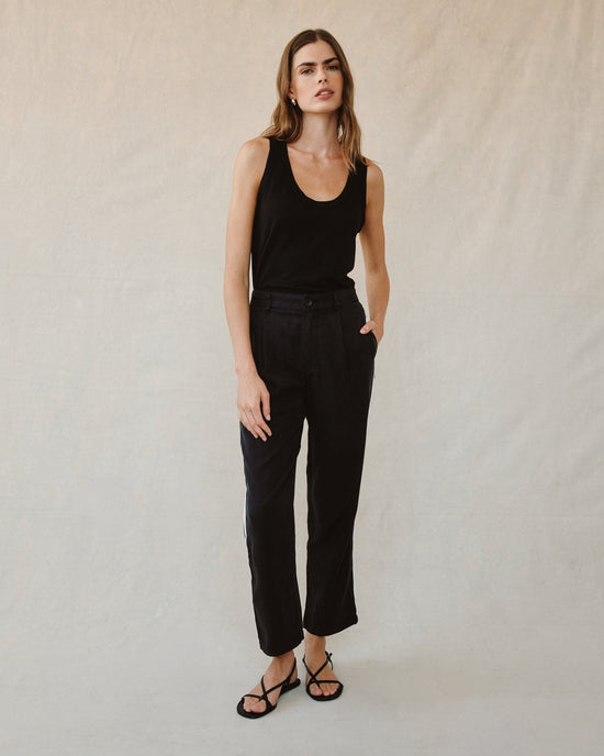 Bella Dahl Piped Trouser Pant - Black View 2