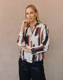 Bella DahlPleated Button Down - Modern Art PrintTops